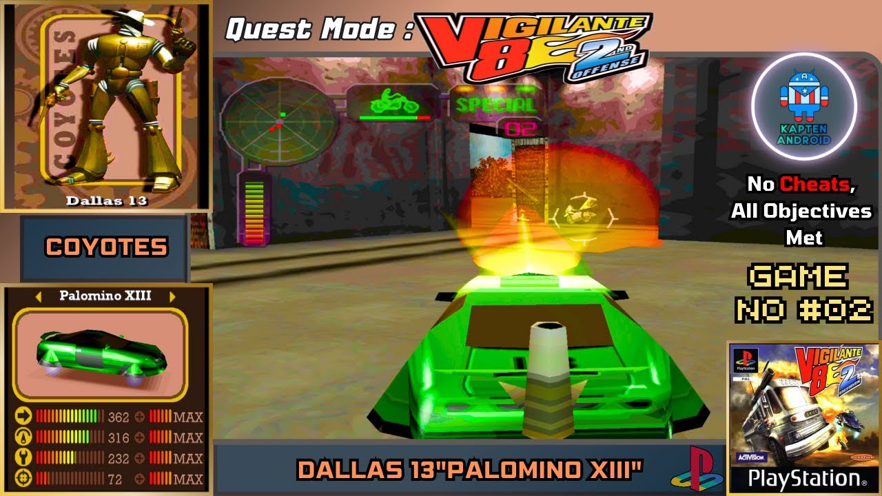 Vigilante 8 2nd Offense PS1 - Quest Mode : Dallas 13 - Palomino XIII HD ...