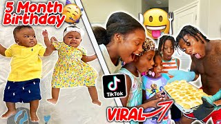 We Made A Viral Tik Tok Birthday Cake For The Twins 5 Month Birthday!