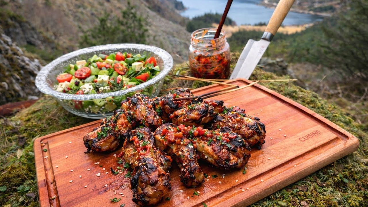 Bushcraft BBQ Chicken Wings ASMR #Bushcraft #BBQ #OutdoorCooking