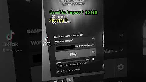 How many GB does World of Warcraft use?