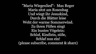 Maria Wiegenlied The Virgin's Slumber Song Christmas Lyrics Words Mary sing along music Reger Fury