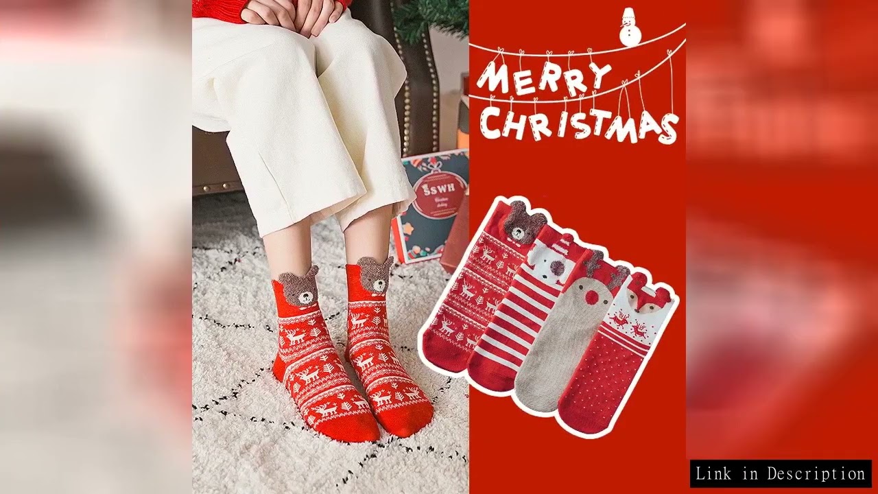 New Year Cartoon Christmas Socks Funny Elk Snowman Santa Claus Candy Bar Socks Woman Socks Socks Kid