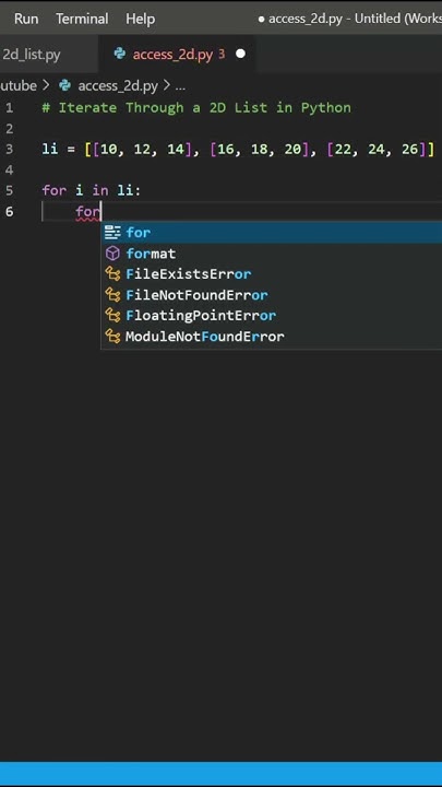 How to Iterate Through a 2D List in Python #shorts #short - YouTube