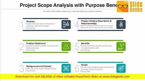 Project Scope Analysis With Purpose Benefits Ppt Powerpoint Presentation Summary Designs