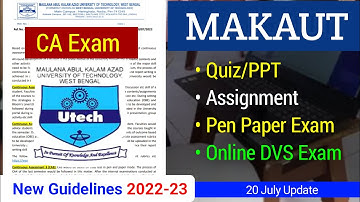 MAKAUT Continuous Assessment (CA Exam) New Guidelines 2022-23 Online - Makaut Latest Exam Update