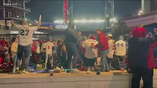 Fireworks at The Battery as fans watch World Series Game 6