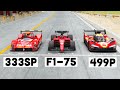 Ferrrari F1 2022 vs Ferrari 499P vs Ferrari 333SP - Spa Francorchamps