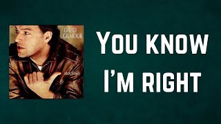 David Gilmour - You know I&#39;m right (Lyrics)