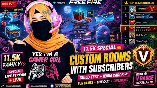 11.5K Special Live 🎉 Pakistani Gamer Girl Free Fire Live Facecam | Custom Rooms With Subscribers 🔥