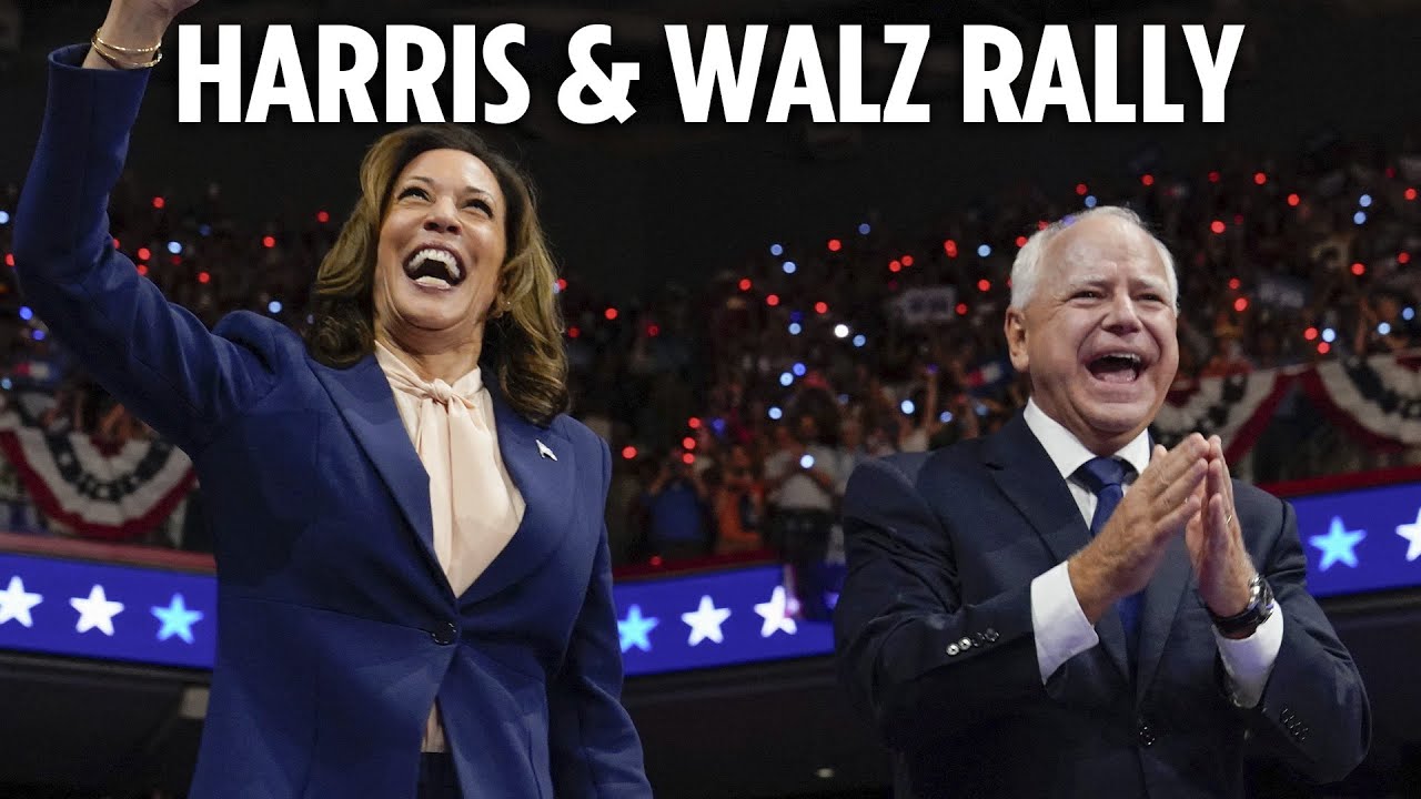 Kamala Harris holds first rally with new VP nominee Tim Walz - YouTube