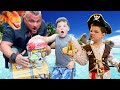 Pirate vs Dino Adventure: Search for Lost Gold on Pirate Island with Caleb, Dad & Mom! 🏝️