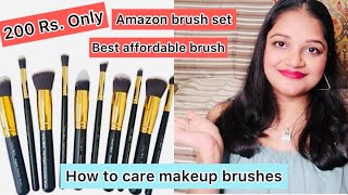 BEST AFFORDABLE MAKEUP BRUSHES FOR BEGGINERS | AMAZON MAKEUP BRUSH SET IN JUST 200 Rs.| 10 BRUSH SET