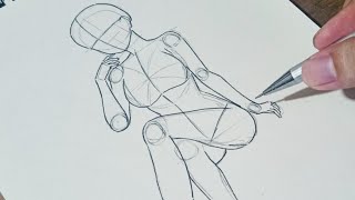 Drawing Practice | Sitting Crossed Legs (Easy Pose) 足を組む