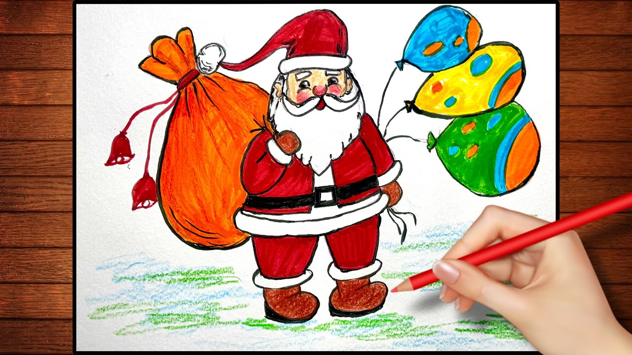 Santa Drawing 🎅/ crayons drawing ✍️/ speed art 