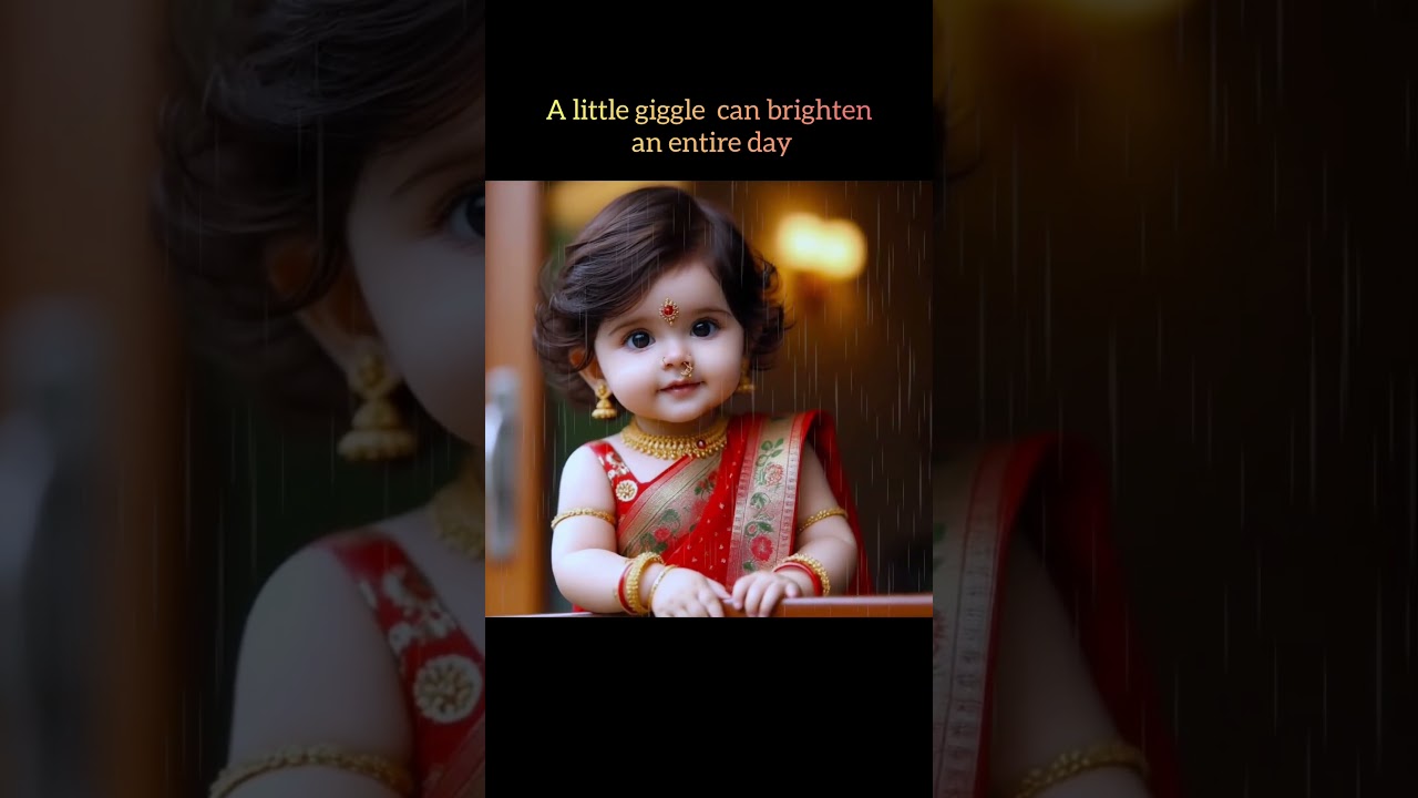 Cute little baby girl in red saree # cutebaby
