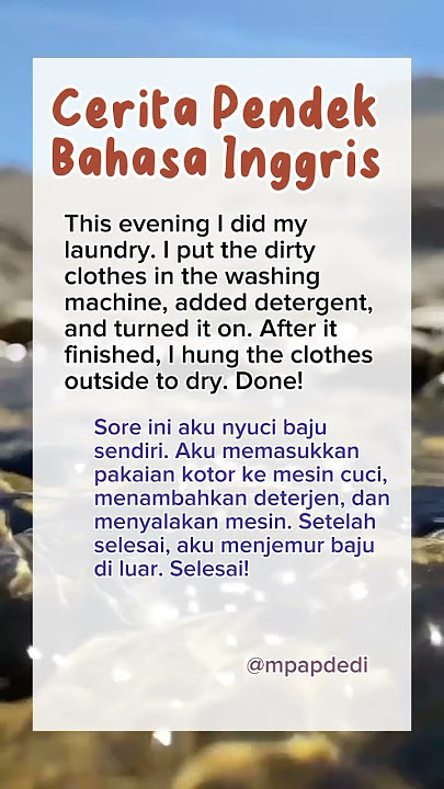 Cara cepat belajar bahasa Inggris lewat cerita pendek. #belajarbahasainggris #ceritapendek