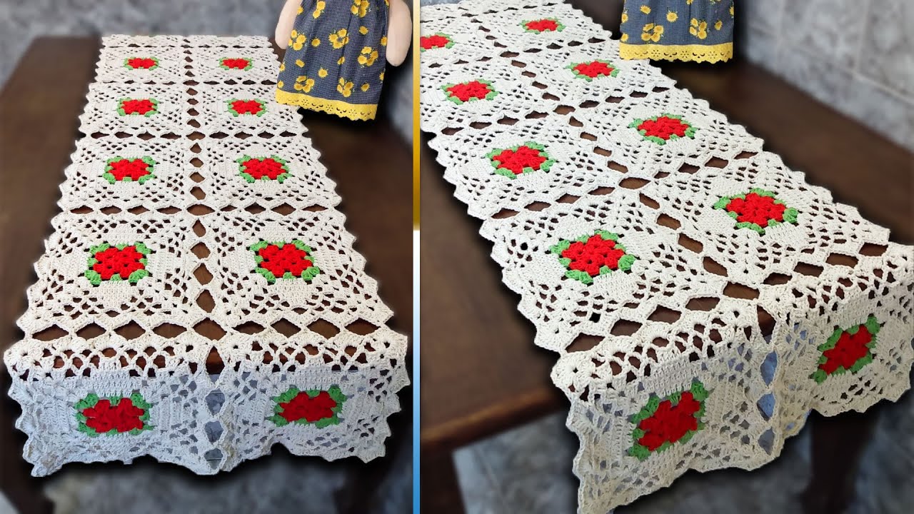 CAMINHO DE MESA MAIS FÁCIL DO MUNDO TUTORIAL CROCHÊ PASSO A PASSO
