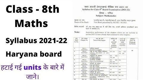 class 8th math syllabus 2021-22। haryana board 8th class syllabus 2021-22। #hbse #haryanaboard
