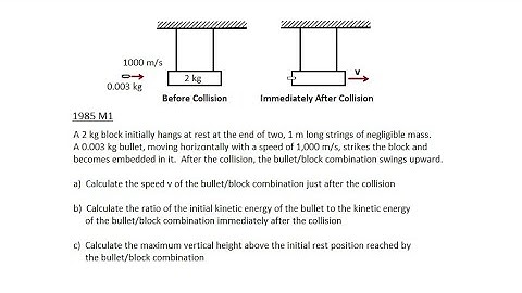 Ballistic Pendulum  (Collision, Conservation of Momentum, Kinetic, Gravitational Potential Energy)