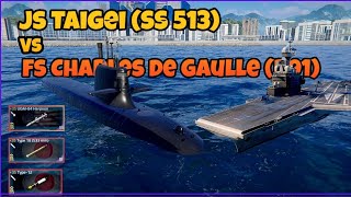 Js Taigei (SS 513) Fastest Submerine/ Review, Damage Test,1vs1 to Fs Charles De Gaulle (R91) Carrier