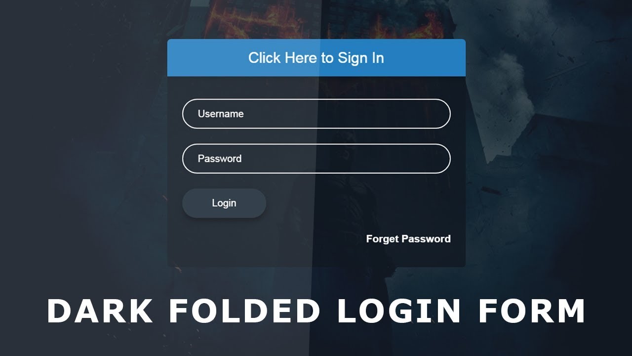 Dark Folded Sign In Form - Css Transparent Login Page - Attractive