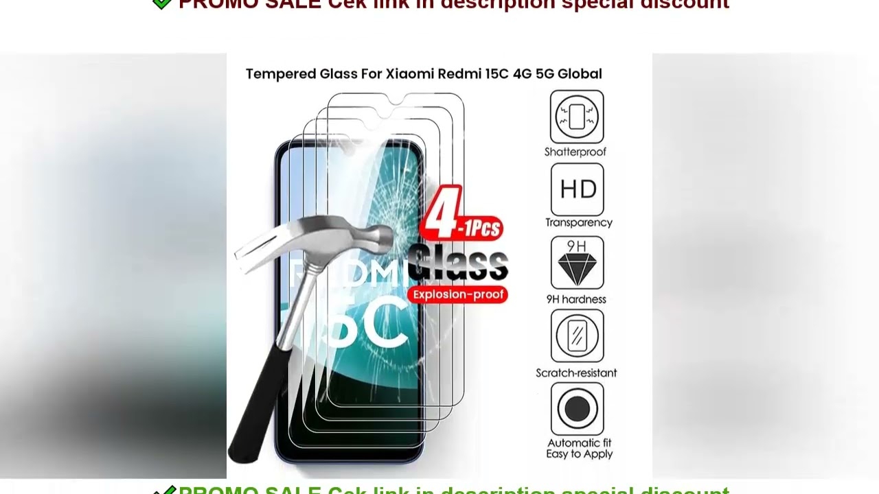 4-1Pcs 9H Clear Crystal Tempered Glass For Redmi 15C Redmi15C 15 C C15 4G 5G 2025 25078RA3EA 6.9" HD