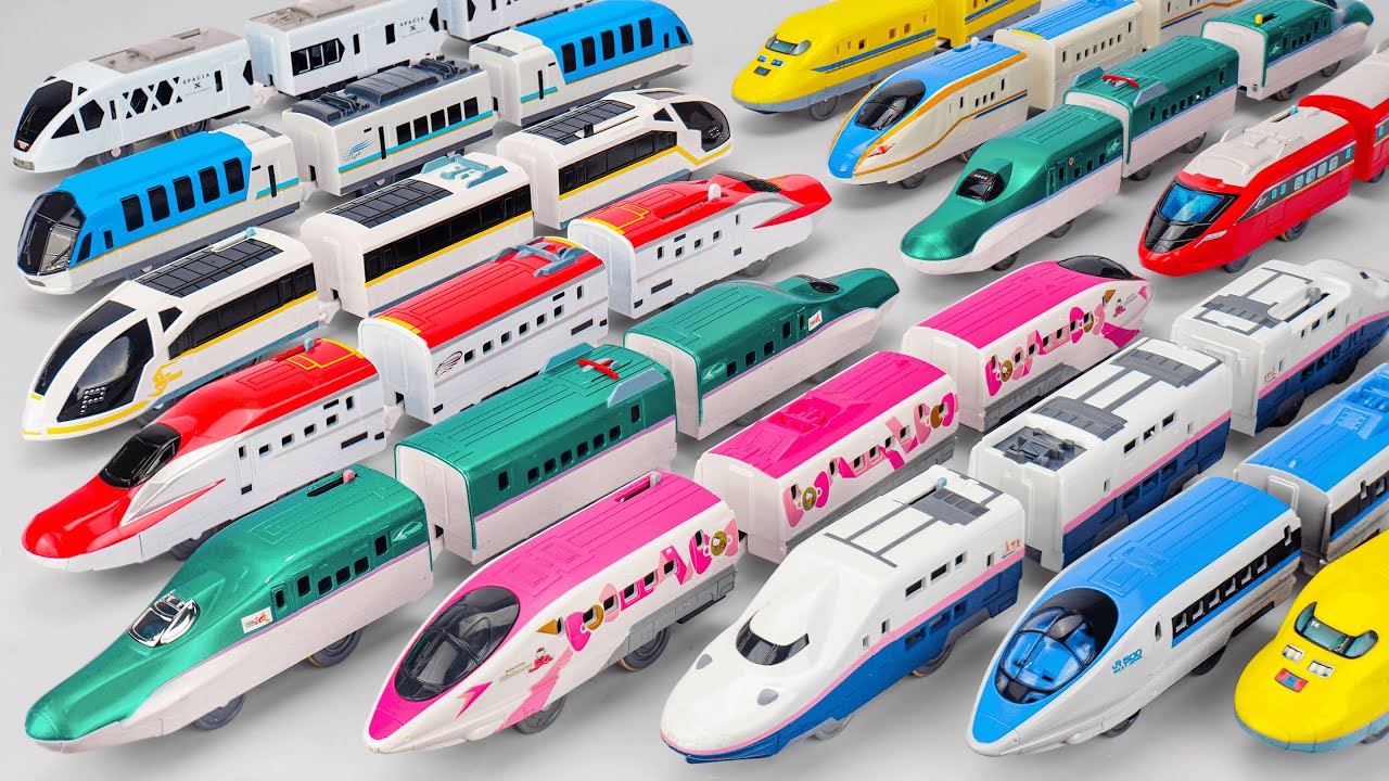 プラレール ☆ E6系新幹線こまち・プラレール 鉄道 ホワイトストリーム・レールで往復！H5系新幹線はやぶさ・東武スペーシア X・ハローキティ新幹線