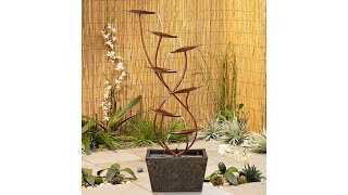 Water fountain | John Timberland Ashton Curved Leaves Modern Outdoor Floor Water Fountain