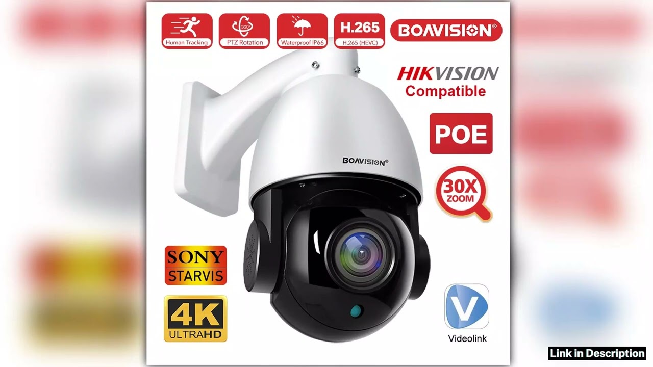 Outdoor 30X Zoom POE PTZ 4K 8MP 5MP H265 Audio Speed Dome IP Camera Night Vision 80M CCTV Camera