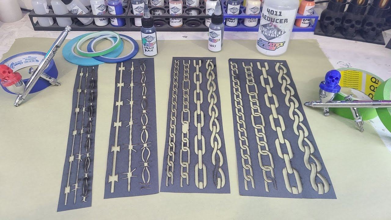 Chains and Wires Airbrush Stencil set by YouTube