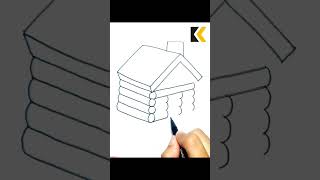 How To Draw Log Cabin Easily #logcabin #cabin #building #build #drawingtutorial #drawing