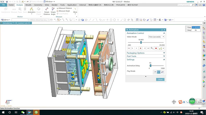 Injection mold motion simulation in NX (with compression spring )