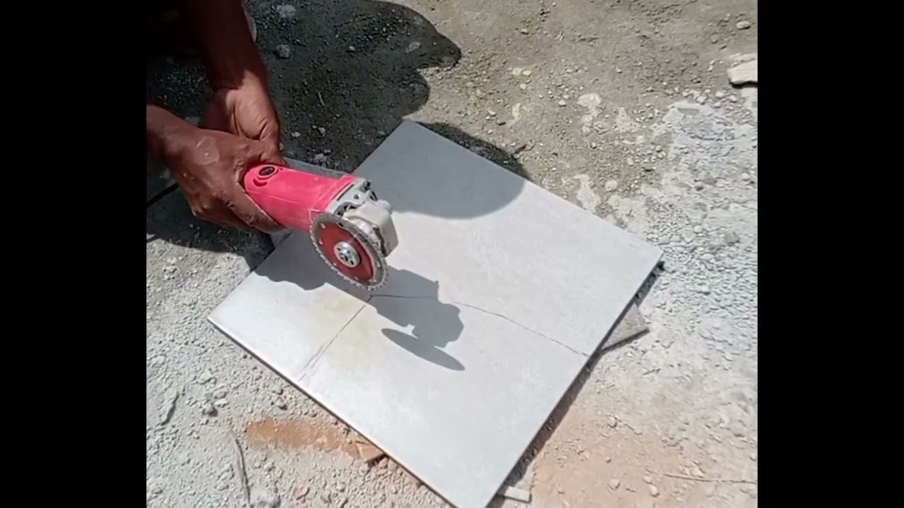 Quick way cutting tiles around a squat toilet 