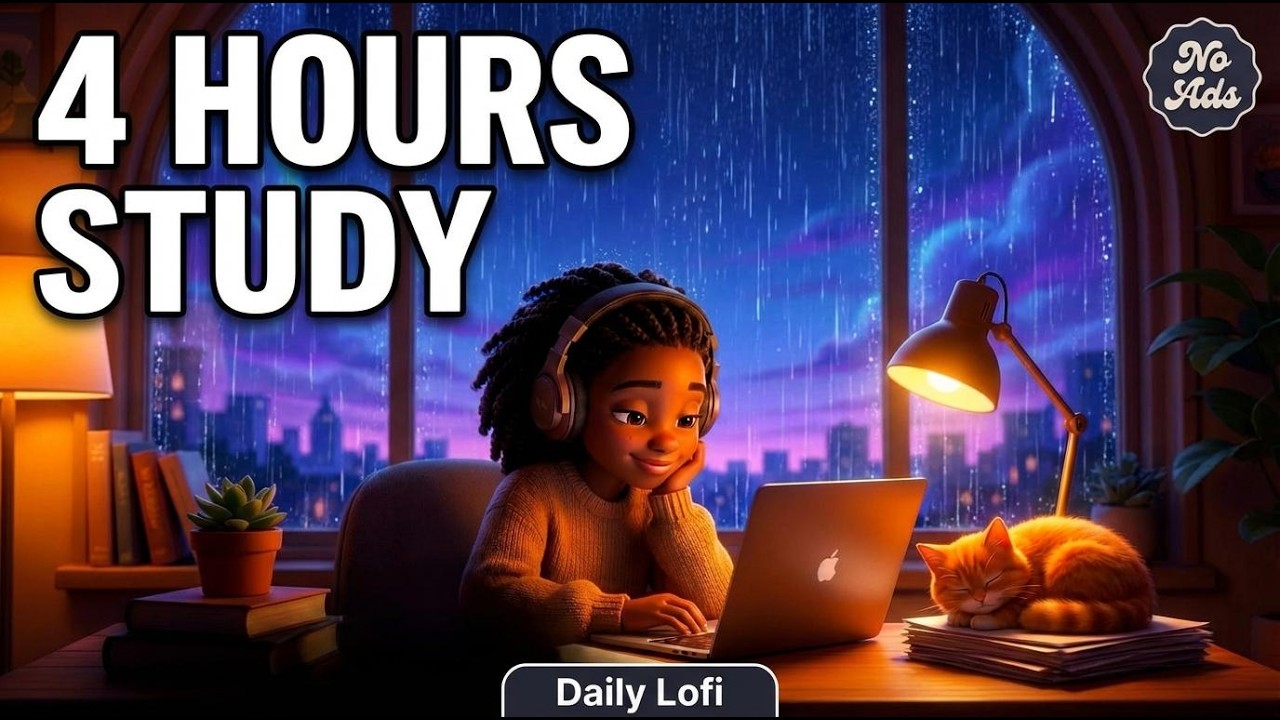 Lofi Hip Hop Rain Ambiance | 4 Hour Study Session No Interruptions 🌧️