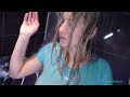 Slowmotion - Wet hair & clothes in shower