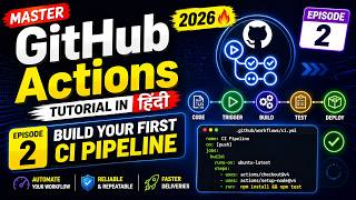 GitHub Actions Tutorial in Hindi 2026 🔥 Episode 2: Build Your First CI Pipeline