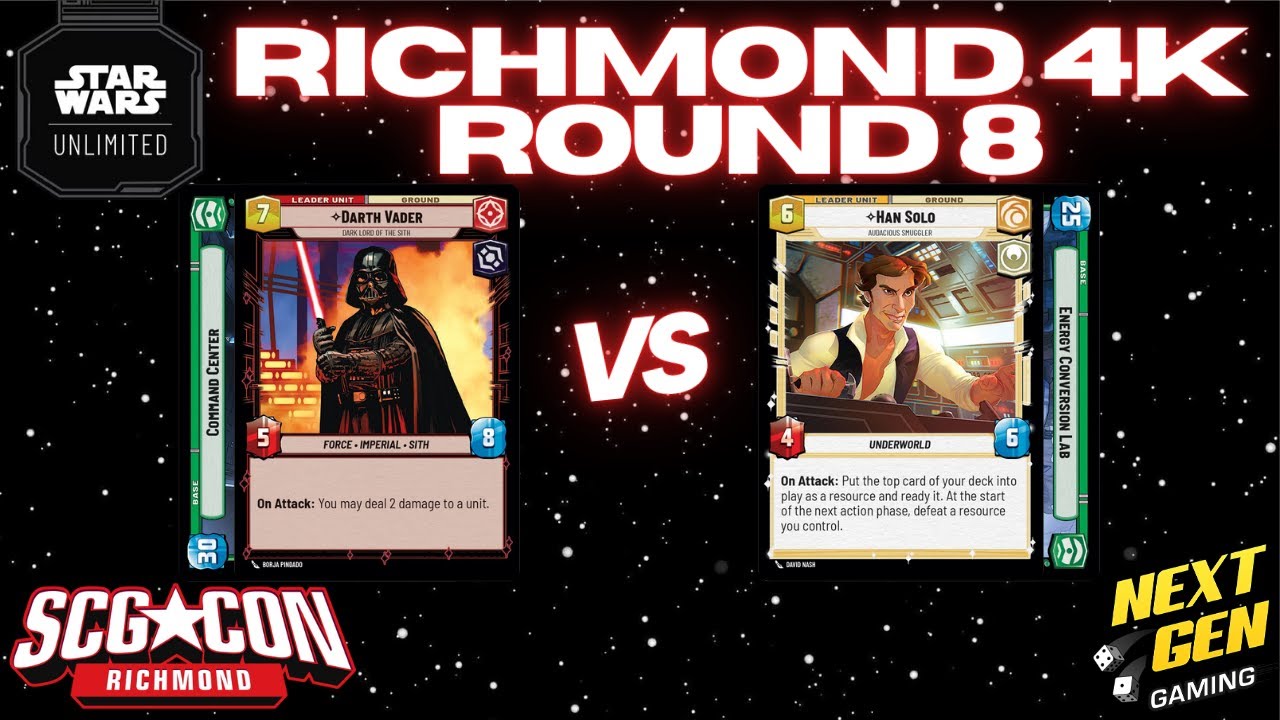 Star Wars Unlimited 4K - Round 8 | Vader Green vs Han Green | SCG CON Richmond