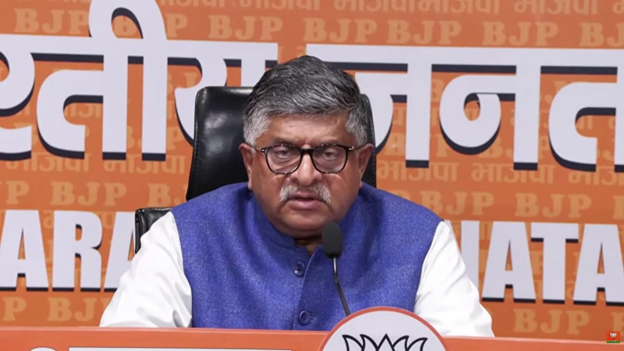 Press Conference by Senior BJP Leader Shri Ravi Shankar Prasad at BJP headquarters in New Delhi.