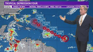 Tropical Depression Four continues to develop, head toward Florida