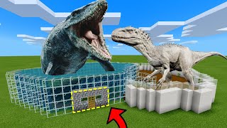 MCPE: How To Live Inside a Mosasaurus & Indominus Rex Farm