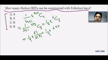 How many distinct BSTs can be constructed with 3 keys? | Tree | Data Structure (DS) | GATE 2008