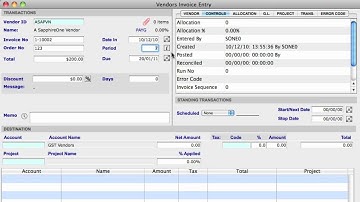 SapphireOne ERP, CRM and Accounting Software: Entering a Vendor Invoice