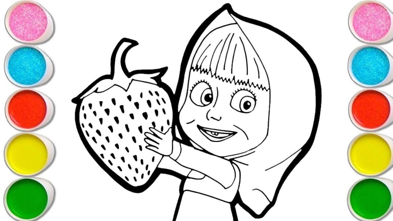 Masha with a strawberry Drawing, Painting & Coloring For Kids and Toddlers_ Easy Art