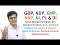 GDP, NDP, GNP, NNP, NI, PI and DI (Hindi)