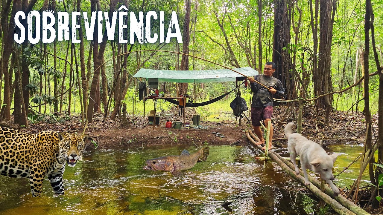 SOBREVIVÊNCIA NA AMAZÔNIA: Fiz fogo e assei a janta no meio do nada.