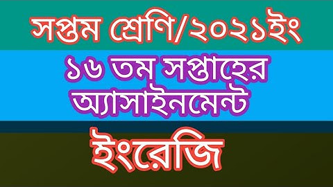 Class 7 ll English ll 16th Week ll Assignment Solution.