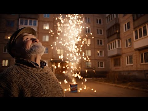Grandpa is setting off fireworks in the yard!