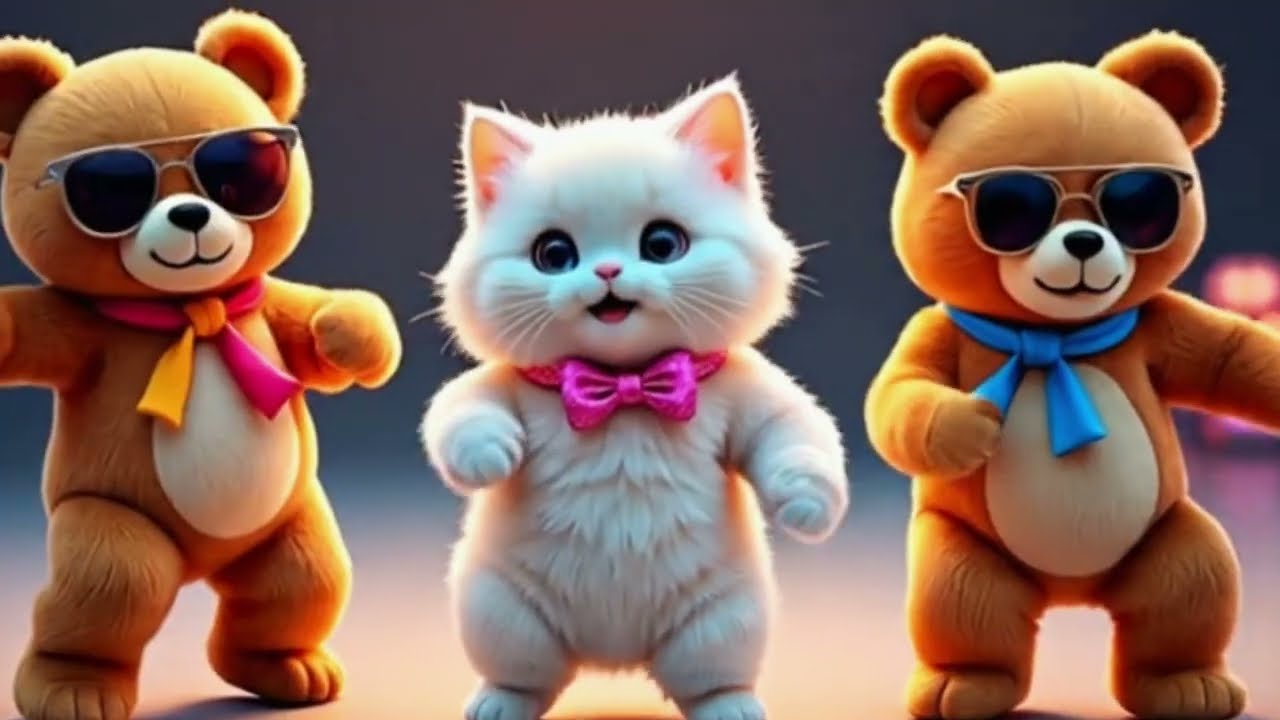 😺 Cute Cat & Chunky Bear Dancing | Piku Bani | 4K high quality