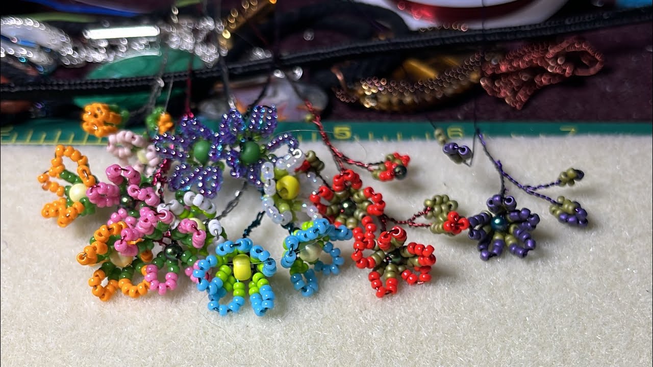 Tutorial pretty beaded flowers French flower beading , flowers for beaded bouquet 💐 