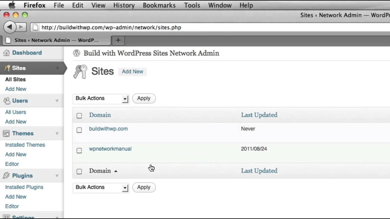 create a wordpress multisite step5 - add new site